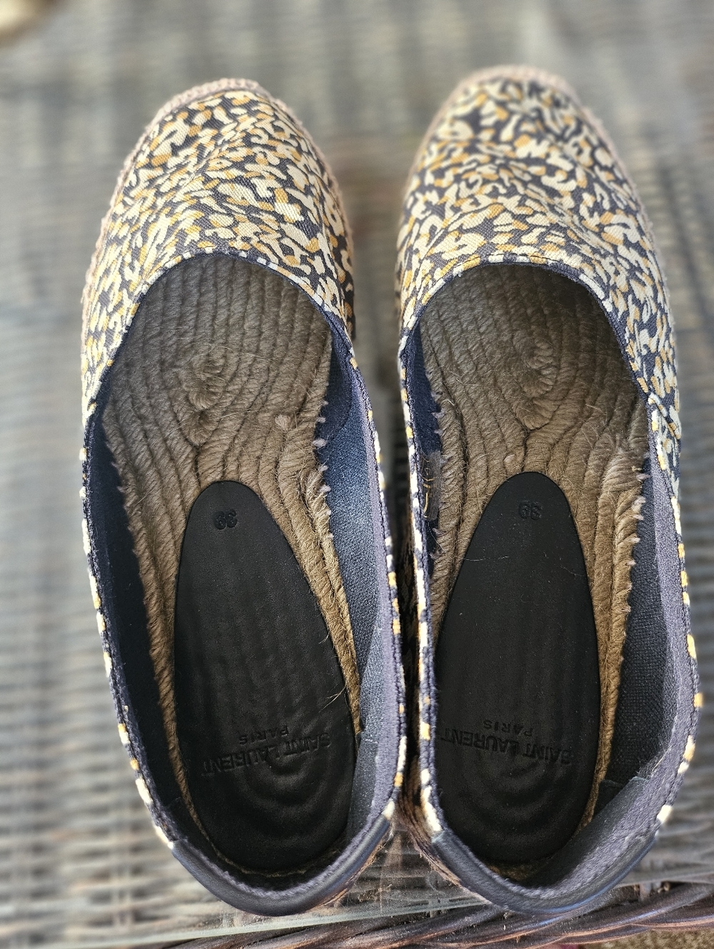 Saint Laurent Leopard Abstract Animal Print Canvas espadrilles Size 39 Italy - Picture 7 of 13